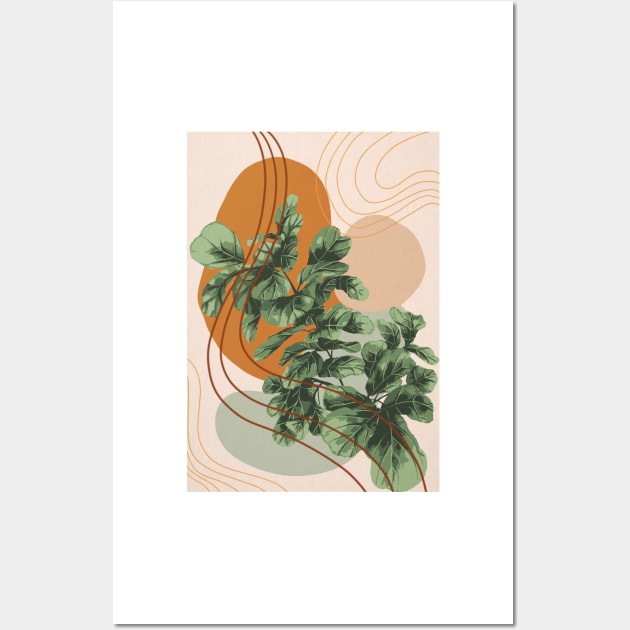 Mid Century Modern, Abstract Plant Illustration, Fiddle Leaf Fig Art Wall Art by gusstvaraonica